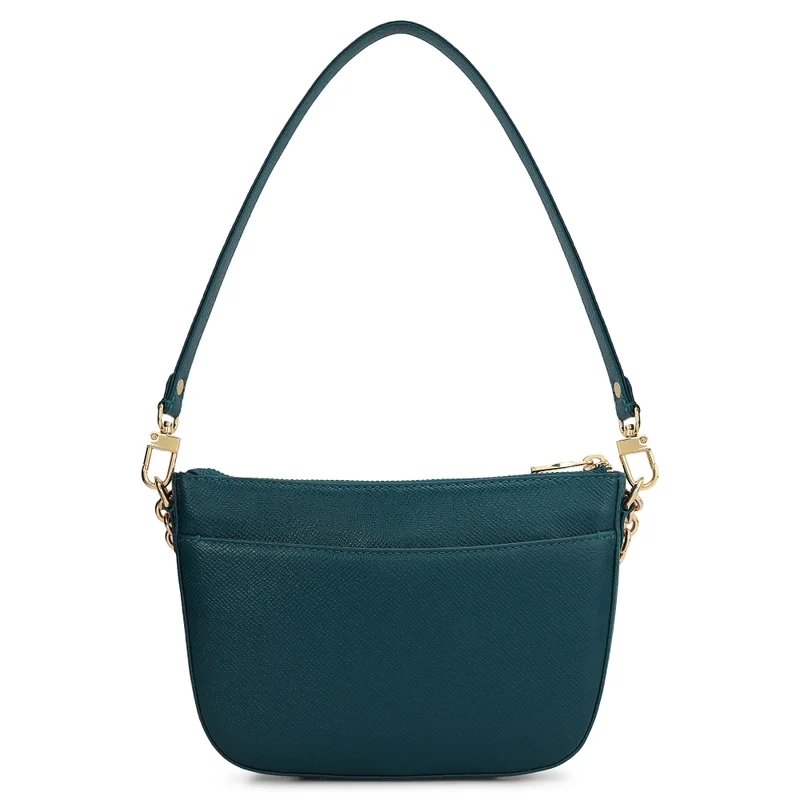 Da Milano Teal Small Franzy Leather Baguette - Teal for Women | Best Price UAE
